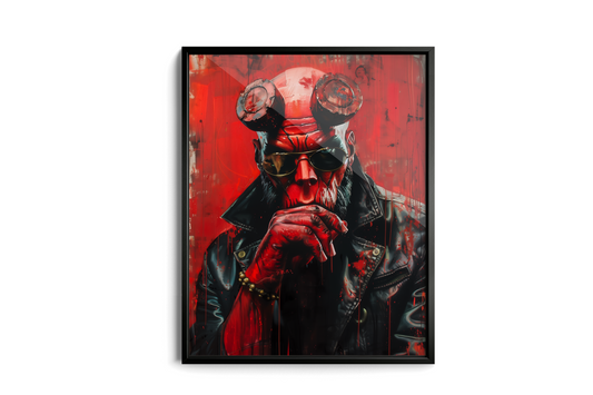 Hellboy with Cigar – Gritty Comic Art Poster