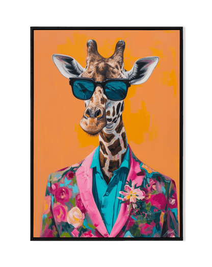 Cool Elegance: Giraffe in Floral Suit - KaigaCart