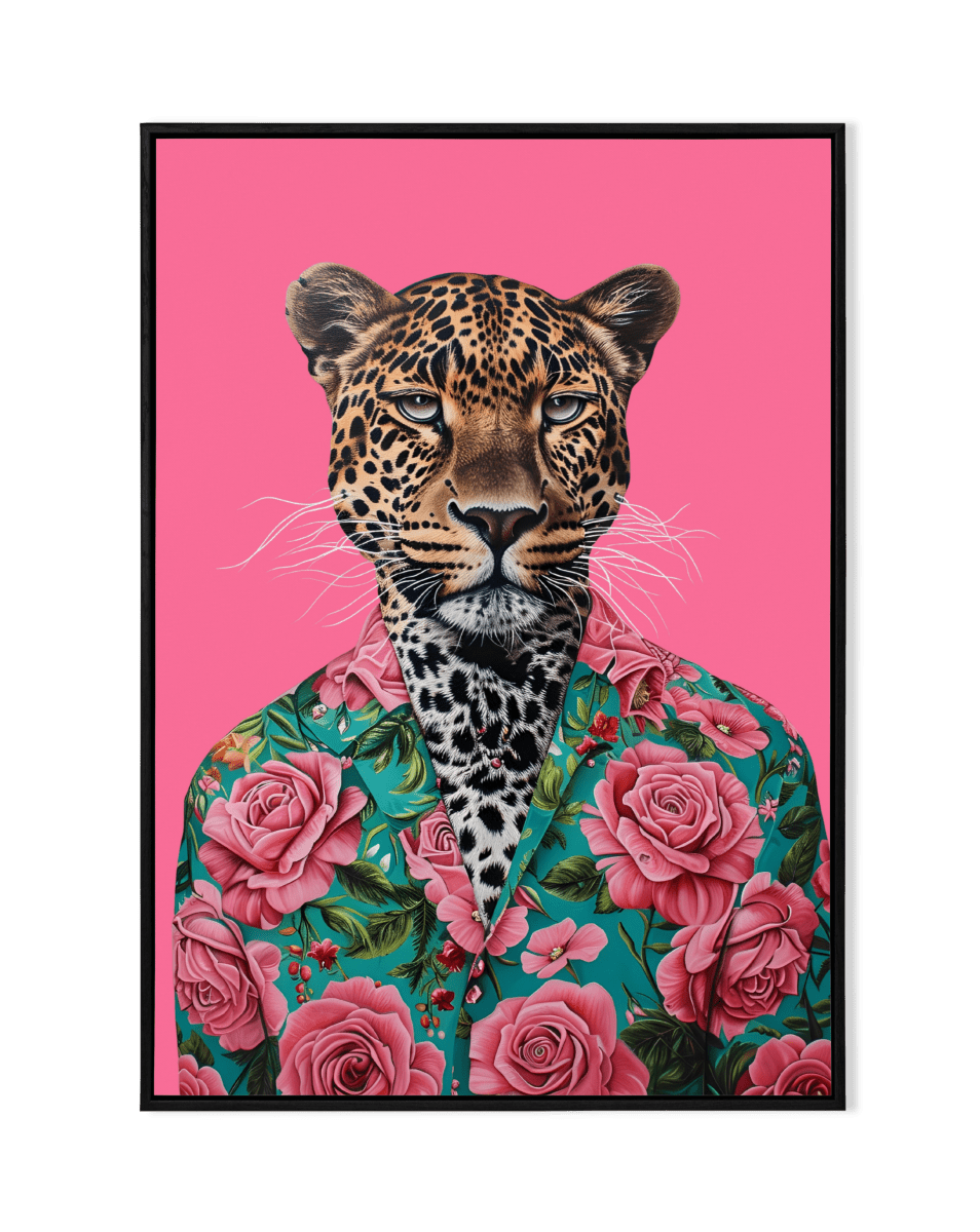 Dapper Wild: Leopard in Floral Shirt - KaigaCart