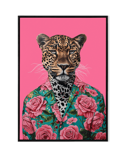 Dapper Wild: Leopard in Floral Shirt - KaigaCart