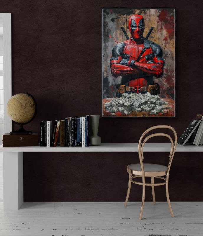 Deadpool with Money – Comic Art Poster - KaigaCart