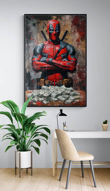 Deadpool with Money – Comic Art Poster - KaigaCart