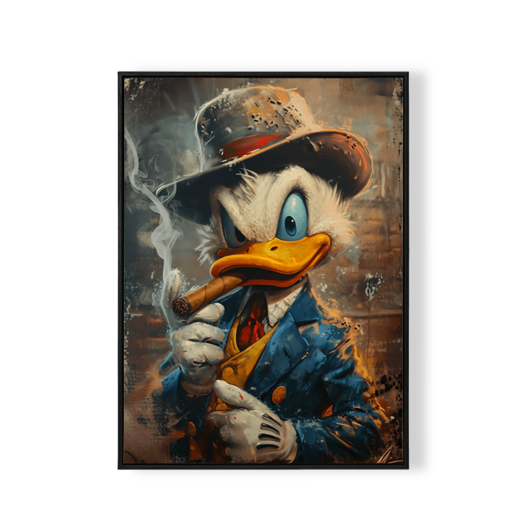 Donald Duck with Cigar – Quirky Comic Art Poster - KaigaCart