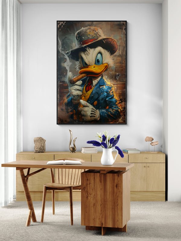 Donald Duck with Cigar – Quirky Comic Art Poster - KaigaCart