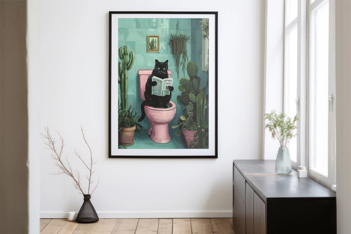 Feline Relaxation: Cat on Toilet - KaigaCart