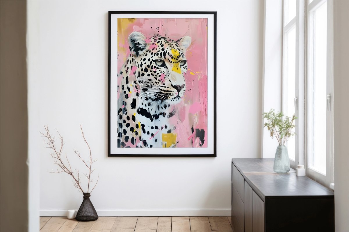 Fierce Elegance: Leopard with Abstract Background - KaigaCart