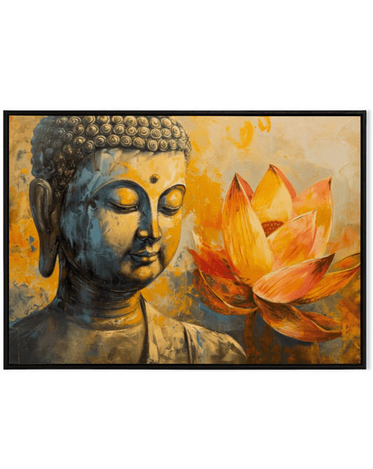 Golden Serenity: Buddha with Lotus - KaigaCart