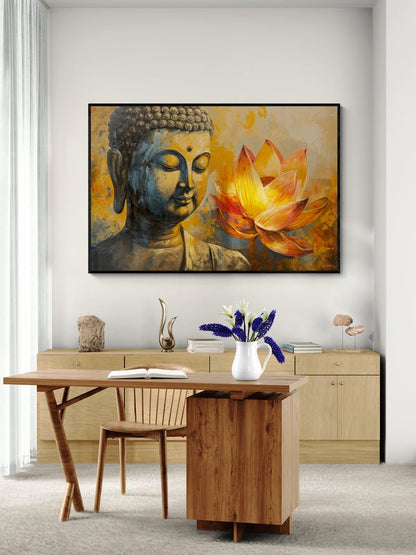 Golden Serenity: Buddha with Lotus - KaigaCart