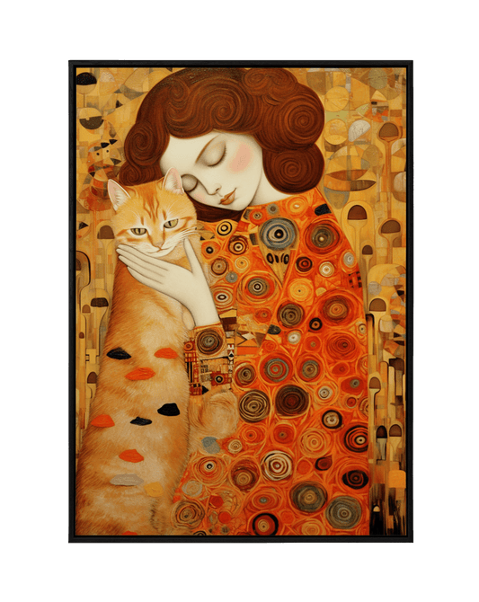 Mysterious Harmony: Gustav Klimt's Woman with Cat - KaigaCart