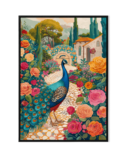 Peacock in a Garden of Roses - KaigaCart