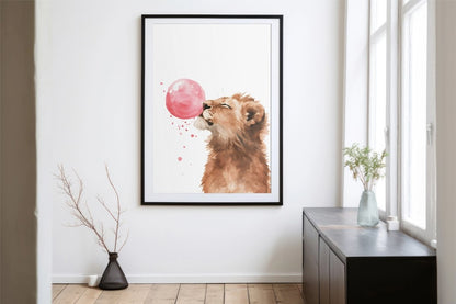 Playful Innocence: Lion Cub with Bubble - KaigaCart