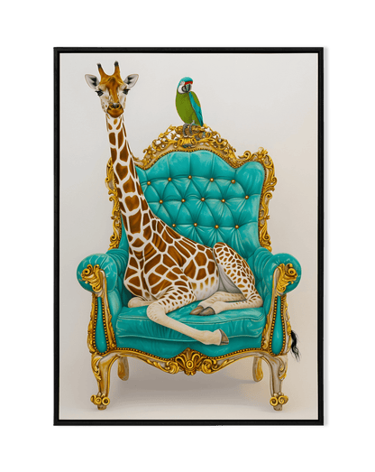 Regal Whimsy: Giraffe on Royal Chair - KaigaCart