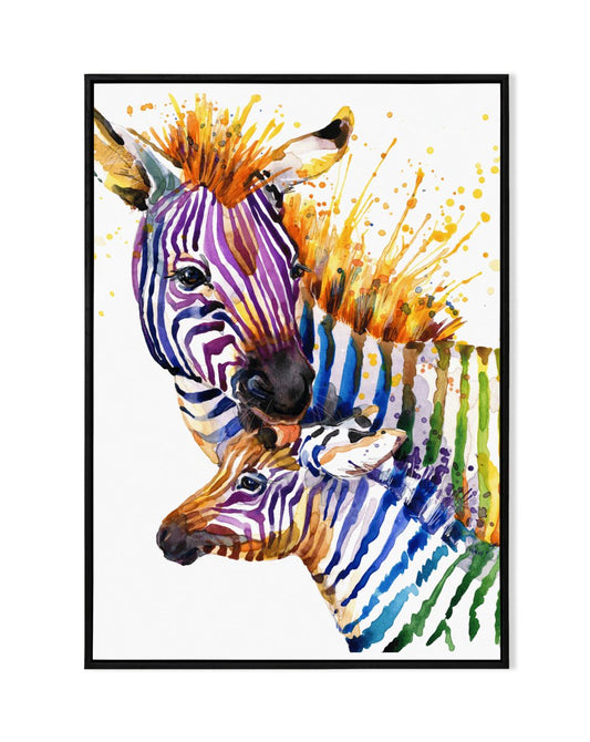 Striped Harmony: Zebra Mother and Baby Painting - KaigaCart