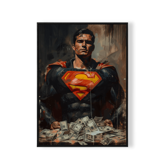 Superman with Money – Comic Art Poster - KaigaCart