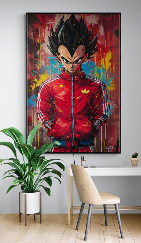 Vegeta in Adidas – Street Art Anime Poster - KaigaCart