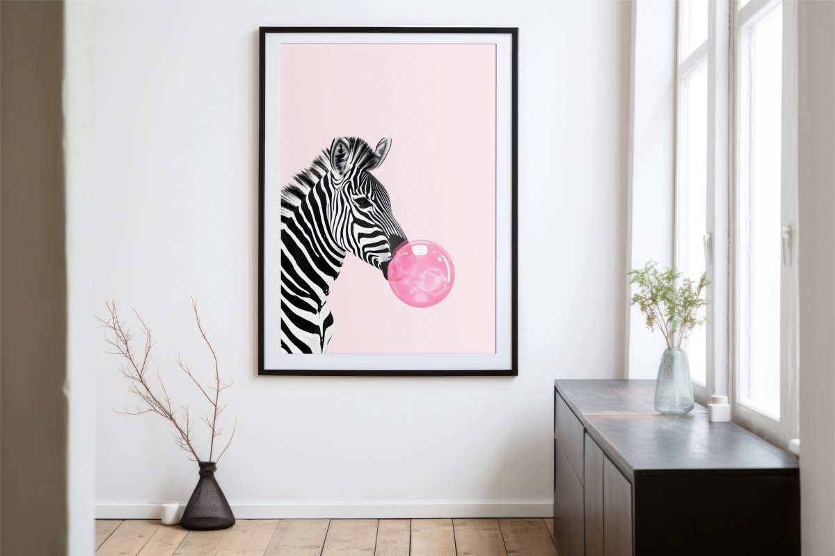 Whimsical Contrast: Zebra with Bubble - KaigaCart