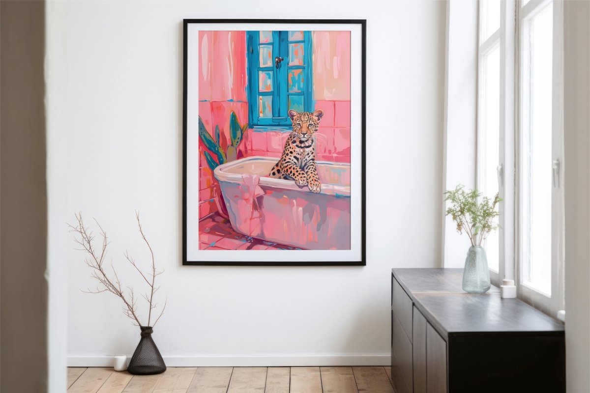 Whimsical Retreat: Leopard in Bathtub - KaigaCart