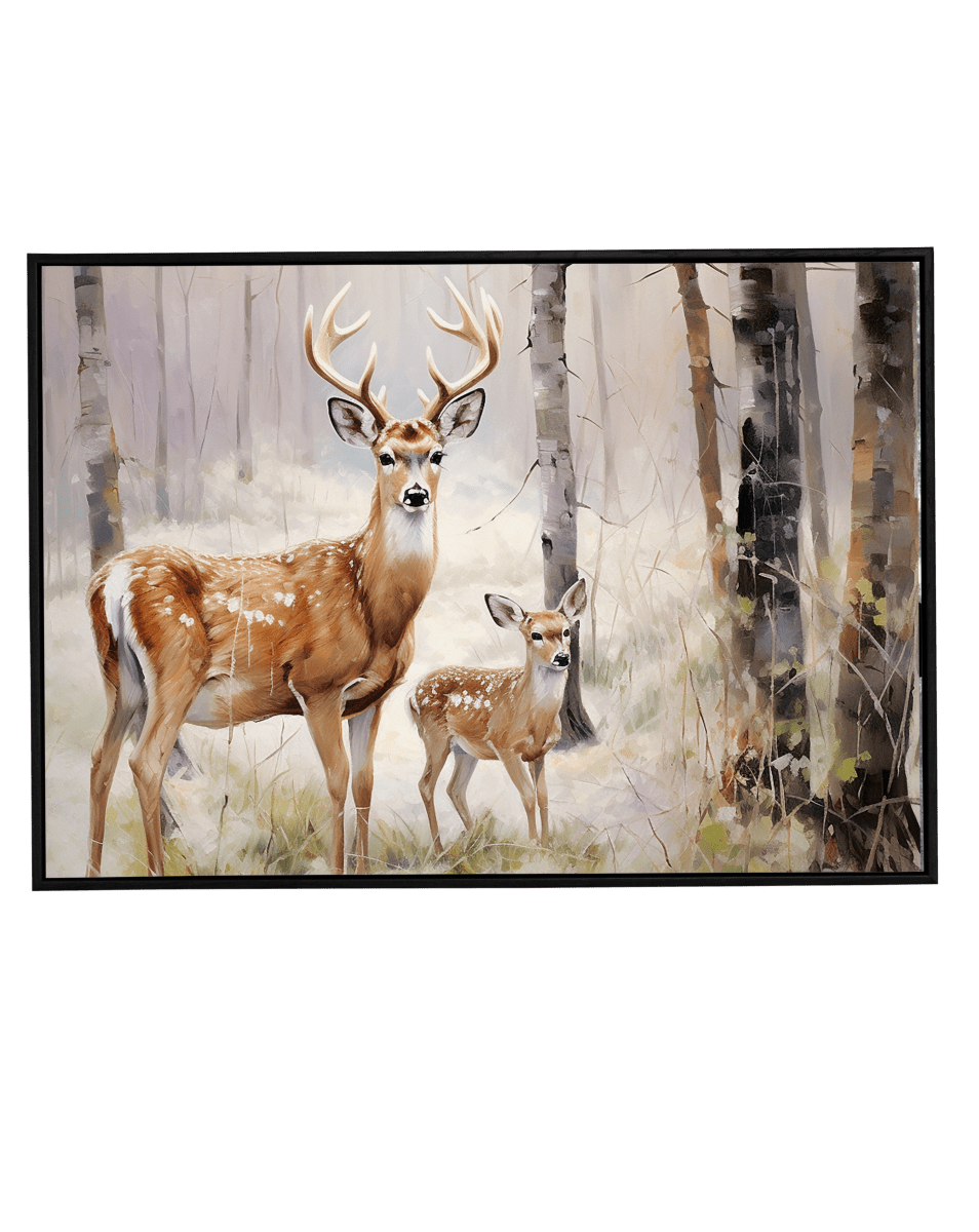 Whimsical Woodlands: Adorable Deer Family Painting - KaigaCart